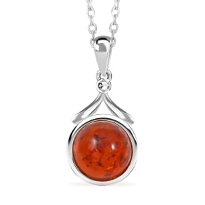 Baltic Amber Pendant Necklace in Sterling Silver 16 Inches