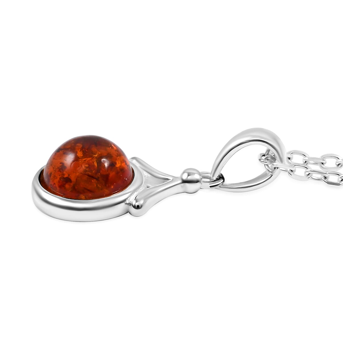Baltic Amber Pendant Necklace in Sterling Silver 16 Inches image number 3