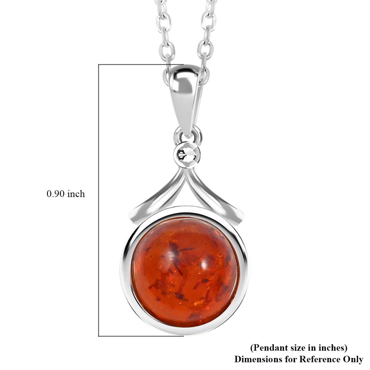 Baltic Amber Pendant Necklace in Sterling Silver 16 Inches image number 5