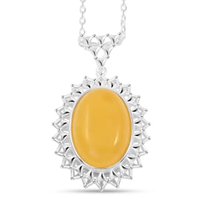 Butterscotch Amber Pendant Necklace in Sterling Silver 16 Inches
