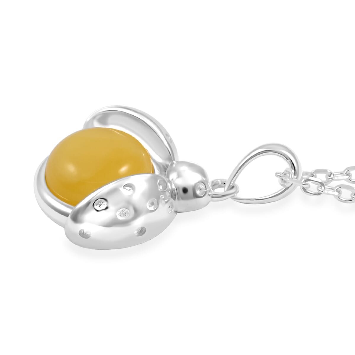 Butterscotch Amber Round Pendant Necklace in Sterling Silver 16 Inches image number 3