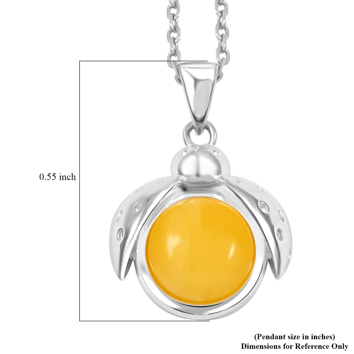Butterscotch Amber Round Pendant Necklace in Sterling Silver 16 Inches image number 5