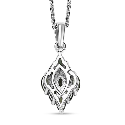 Premium Malagasy Pine Apatite 0.90 ctw Cluster Pendant Necklace in Rhodium Over Sterling Silver 20 Inches