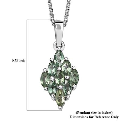 Premium Malagasy Pine Apatite 0.90 ctw Cluster Pendant Necklace in Rhodium Over Sterling Silver 20 Inches