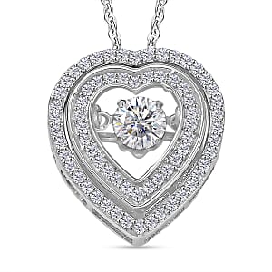 D'Joy Moissanite 1.00 ctw Pendant Necklace 20 Inches in Rhodium Over Sterling Silver
