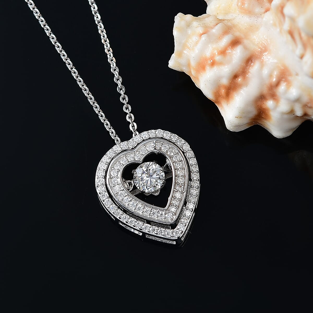 D'Joy Moissanite 1.00 ctw Pendant Necklace 20 Inches in Rhodium Over Sterling Silver image number 1