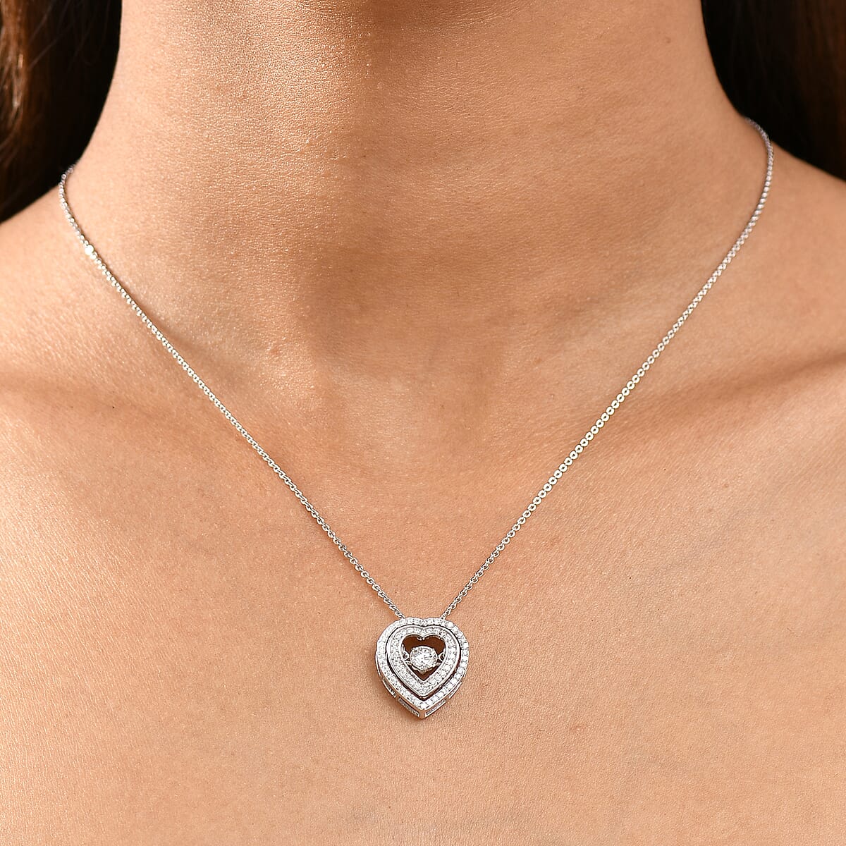 D'Joy Moissanite 1.00 ctw Pendant Necklace 20 Inches in Rhodium Over Sterling Silver image number 2