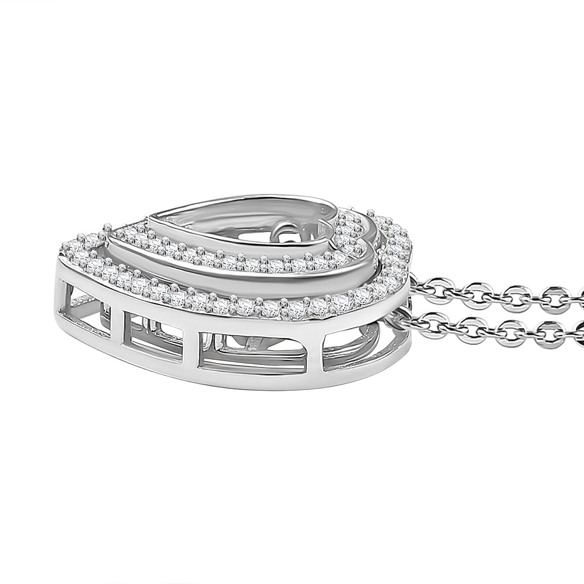 D'Joy Moissanite 1.00 ctw Pendant Necklace 20 Inches in Rhodium Over Sterling Silver image number 3