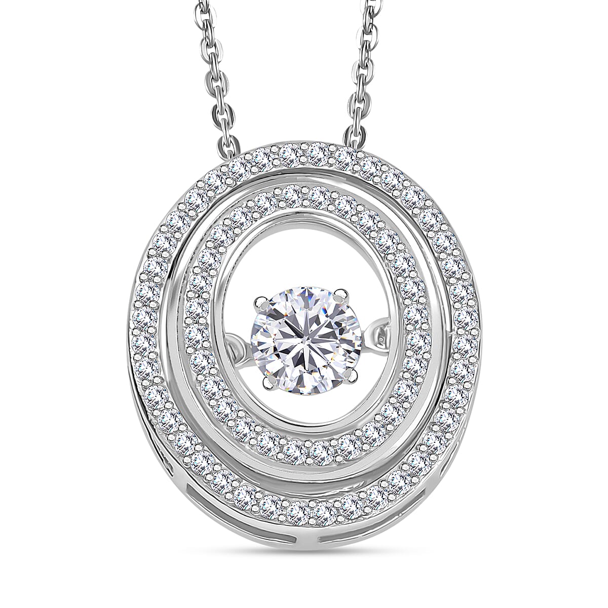 D'Joy Moissanite 1.00 ctw Pendant Necklace 20 Inches in Rhodium Over Sterling Silver