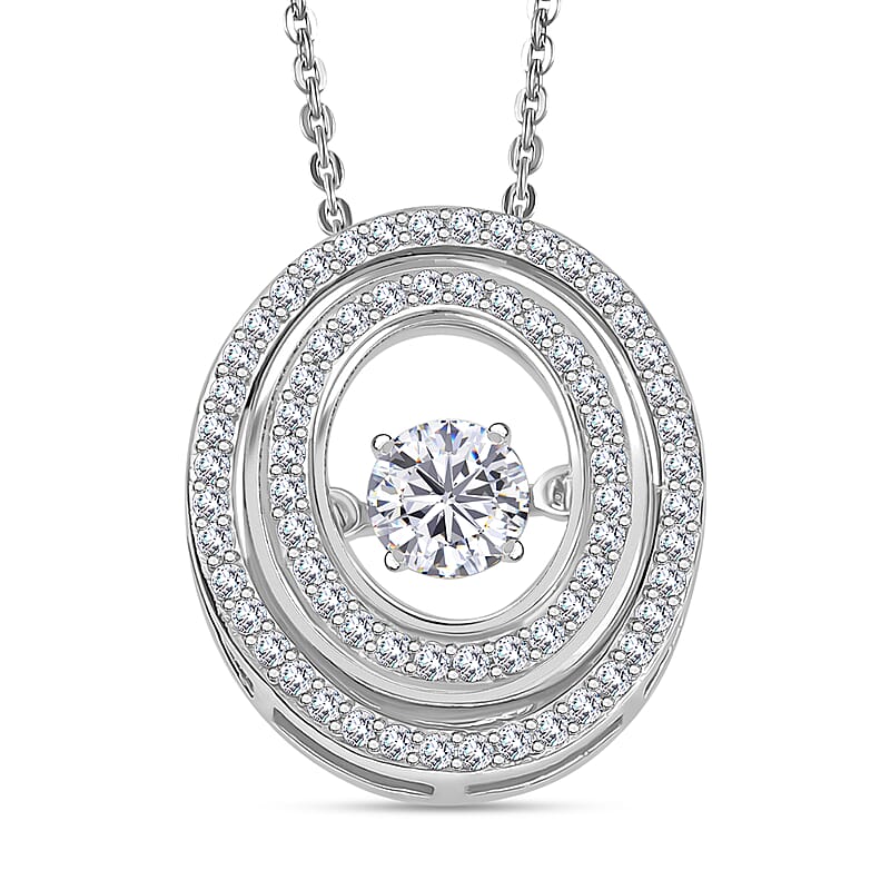 D'Joy Moissanite 1.00 ctw Pendant Necklace 20 Inches in Rhodium Over Sterling Silver