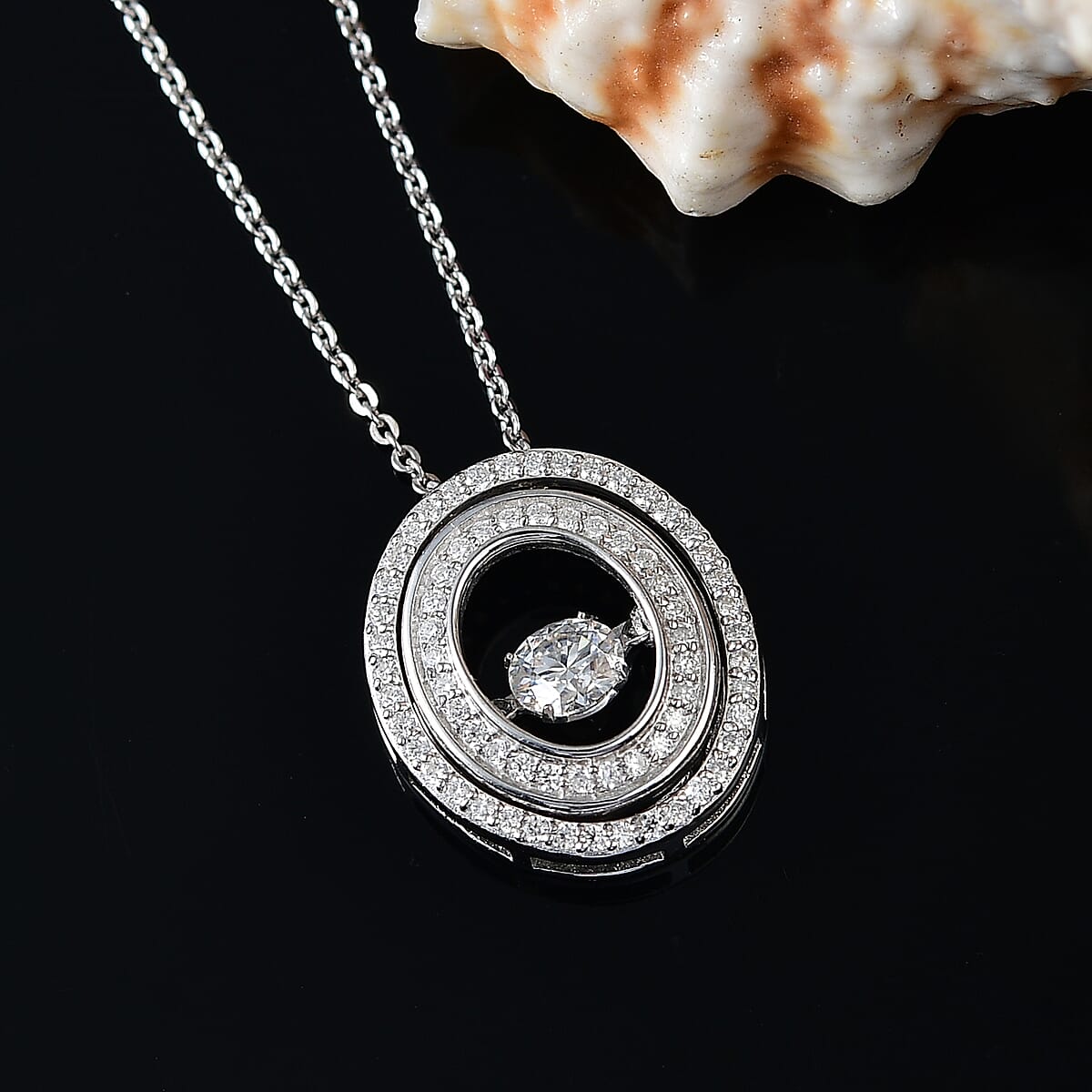 D'Joy Moissanite 1.00 ctw Pendant Necklace 20 Inches in Rhodium Over Sterling Silver image number 1