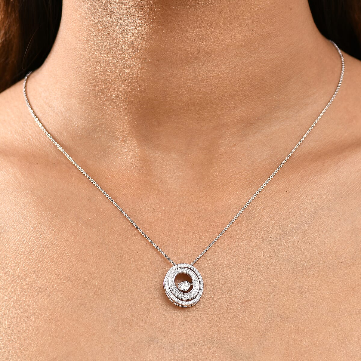 D'Joy Moissanite 1.00 ctw Pendant Necklace 20 Inches in Rhodium Over Sterling Silver image number 2