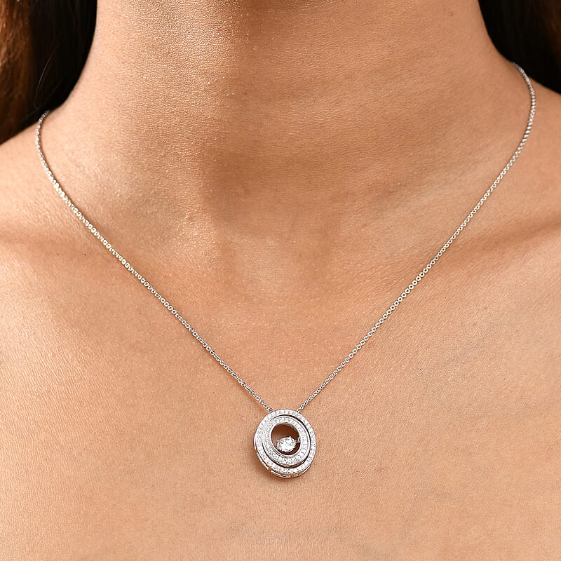 D'Joy Moissanite 1.00 ctw Pendant Necklace 20 Inches in Rhodium Over Sterling Silver