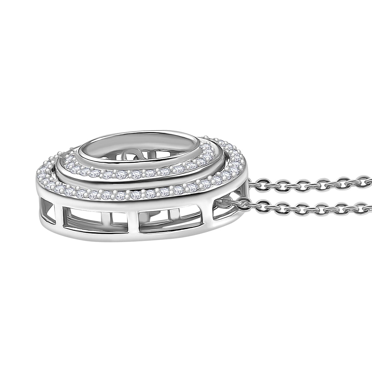 D'Joy Moissanite 1.00 ctw Pendant Necklace 20 Inches in Rhodium Over Sterling Silver image number 3