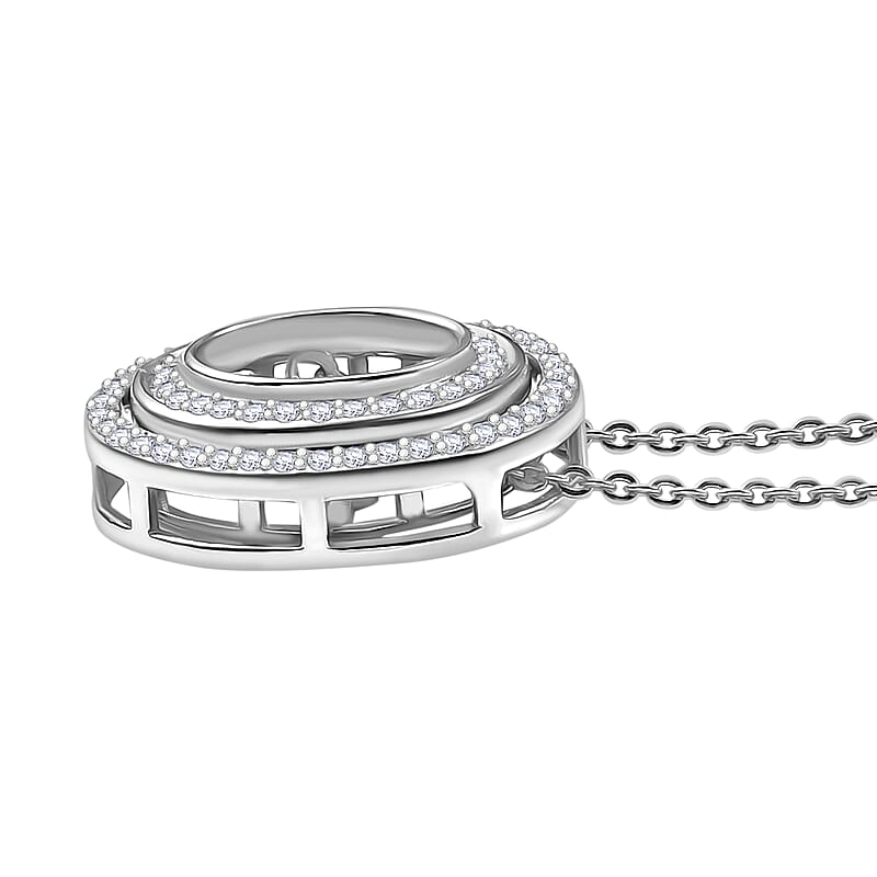 D'Joy Moissanite 1.00 ctw Pendant Necklace 20 Inches in Rhodium Over Sterling Silver