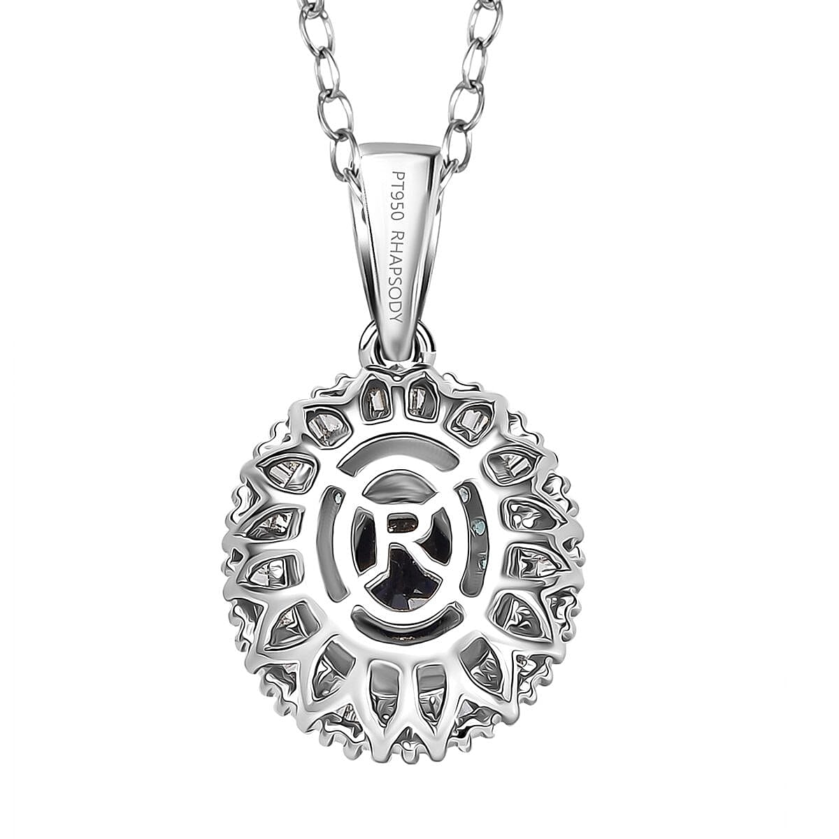Certified & Appraised Rhapsody AAA Ceylon Blue Sapphire, Paraiba Tourmaline and Diamond E-F VS2 1.50 ctw Pendant Necklace in 950 Platinum 20 Inches