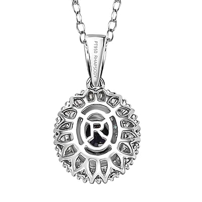 Certified & Appraised Rhapsody AAA Ceylon Blue Sapphire, Paraiba Tourmaline and Diamond E-F VS2 1.50 ctw Pendant Necklace in 950 Platinum 20 Inches