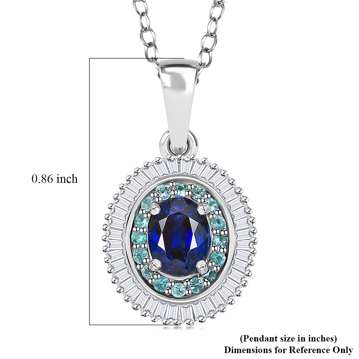 Certified & Appraised Rhapsody AAA Ceylon Blue Sapphire, Paraiba Tourmaline and Diamond E-F VS2 1.50 ctw Pendant Necklace in 950 Platinum 20 Inches