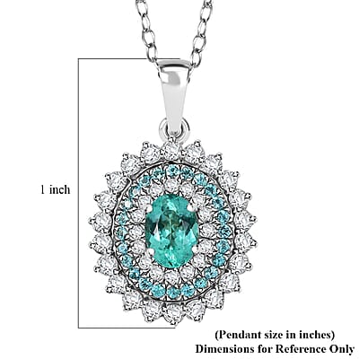 Certified & Appraised Rhapsody AAAA Paraiba Tourmaline and E-F VS2 Diamond 2.00 ctw Sunburst Pendant Necklace in 950 Platinum 20 Inches 5 Grams