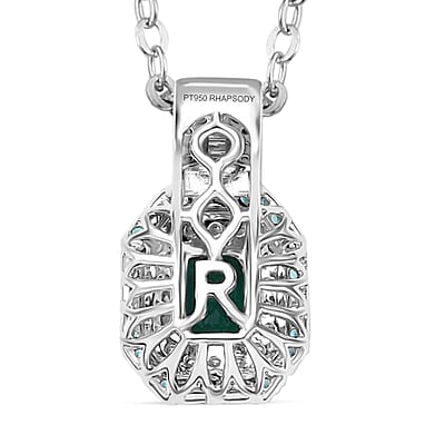 Certified and Appraised Rhapsody AAAA Kagem Zambian Emerald, Paraiba Tourmaline and Diamond E-F VS2 1.75 ctw Pendant Necklace in 950 Platinum 20 Inches 7.15 Grams