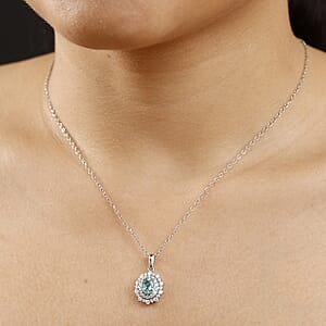 Certified & Appraised Rhapsody AAAA Paraiba Tourmaline and E-F VS2 Diamond 1.50 ctw Pendant Necklace in 950 Platinum 20 Inches 4.50 Grams