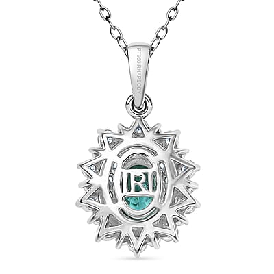 Certified & Appraised Rhapsody AAAA Paraiba Tourmaline and E-F VS2 Diamond 1.50 ctw Pendant Necklace in 950 Platinum 20 Inches 4.50 Grams