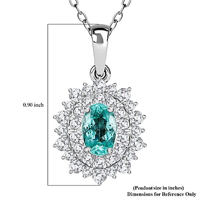 Certified & Appraised Rhapsody AAAA Paraiba Tourmaline and E-F VS2 Diamond 1.50 ctw Pendant Necklace in 950 Platinum 20 Inches 4.50 Grams