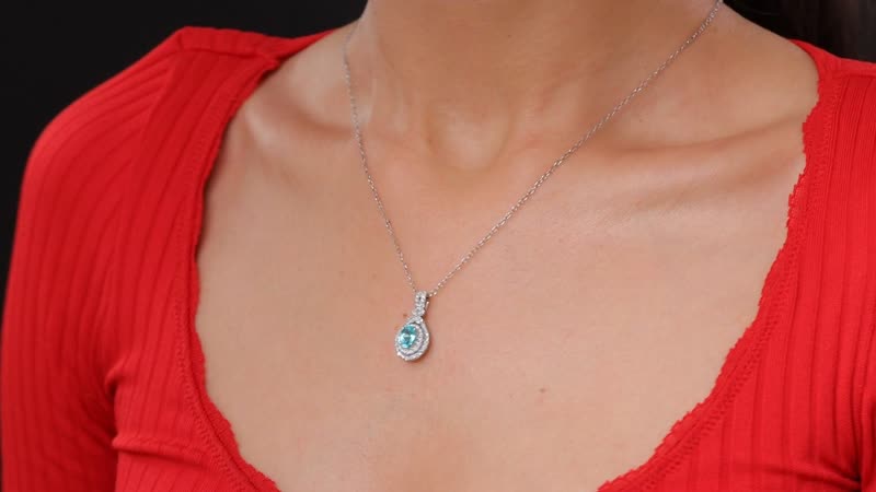 Certified & Appraised Rhapsody AAAA Paraiba Tourmaline and E-F VS2 Diamond 1.85 ctw Pendant Necklace in 950 Platinum 20 Inches