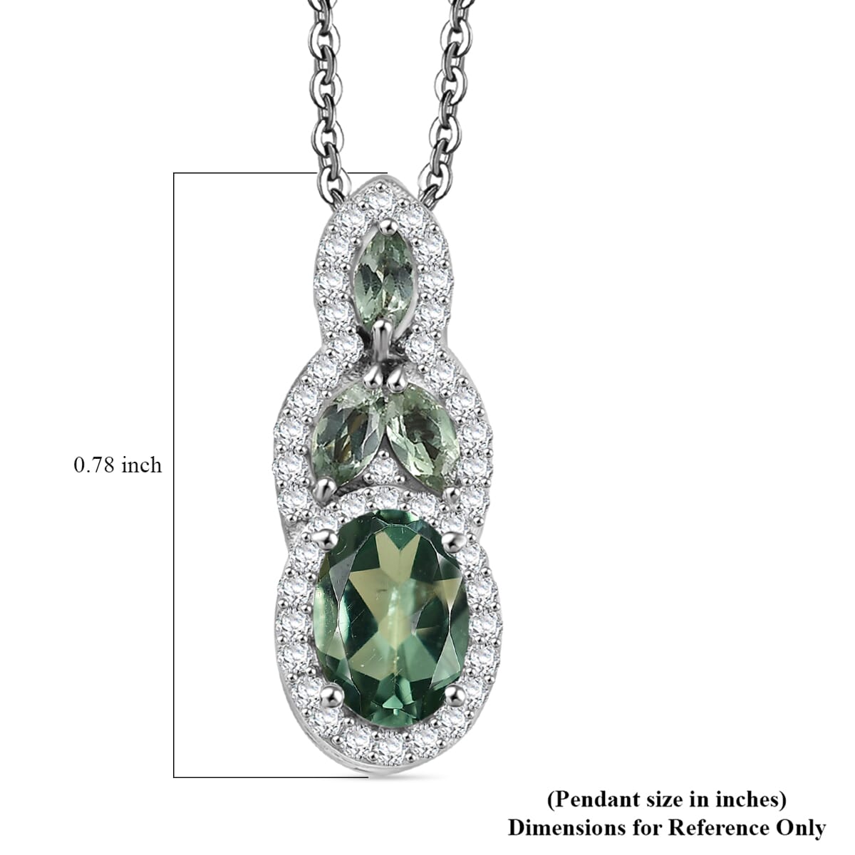 Malagasy Pine Apatite and White Zircon 1.50 ctw Art Deco Pendant Necklace in Rhodium Over Sterling Silver 20 Inches image number 5