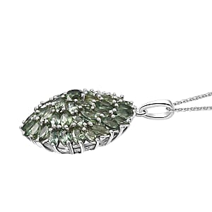 D'Joy Malagasy Pine Apatite 6.50 ctw Flower Pendant Necklaace in Rhodium Over Sterling Silver 20 Inches