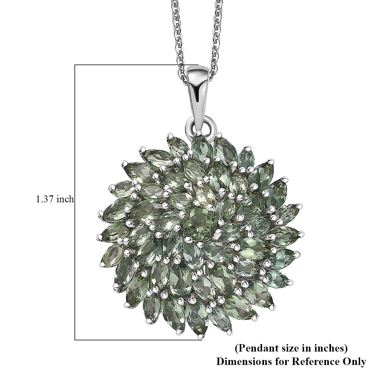D'Joy Malagasy Pine Apatite 6.50 ctw Flower Pendant Necklaace in Rhodium Over Sterling Silver 20 Inches