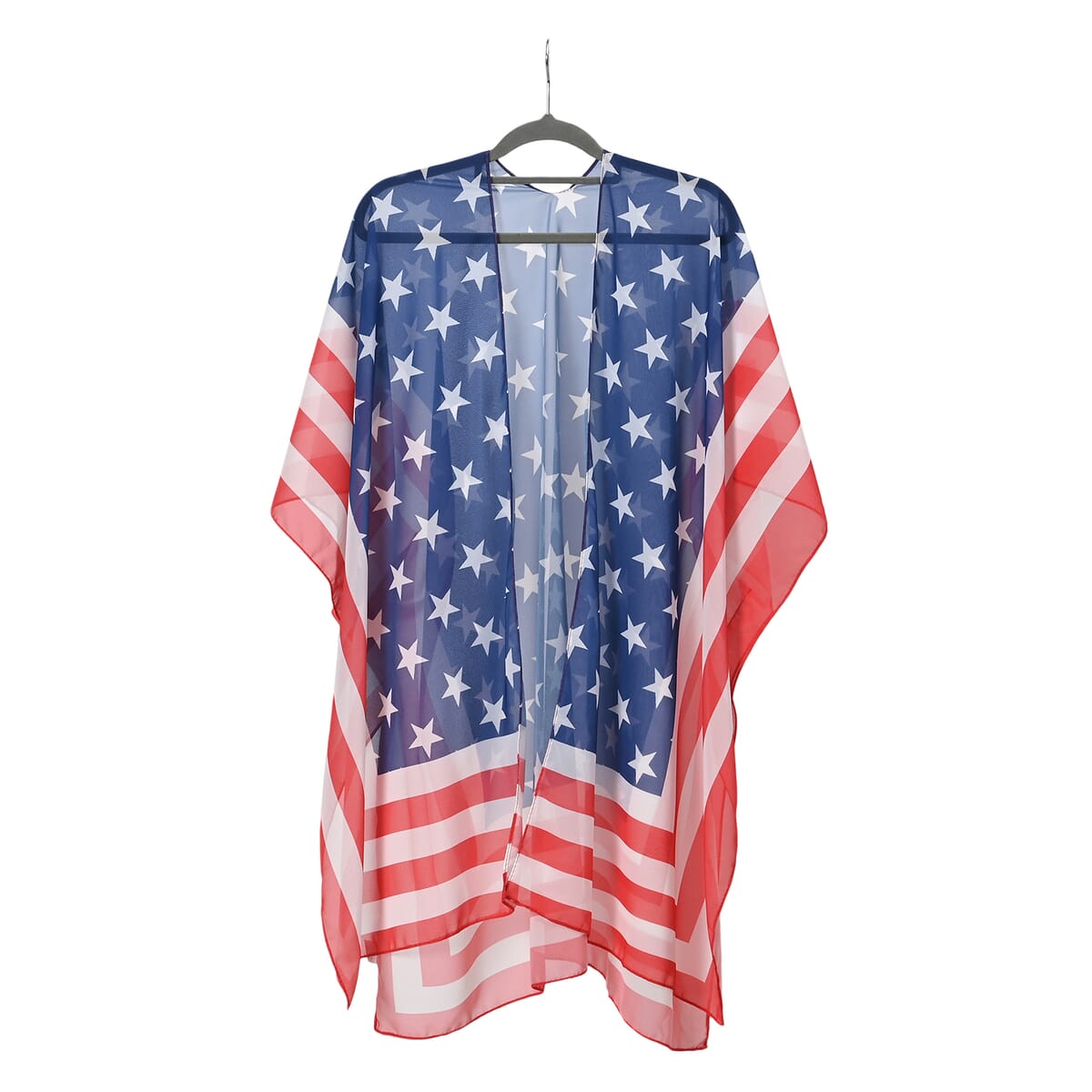 Strada Japanese Movement Torch with USA Flag Pattern Pocket Watch with Chain (36 Inches) and American Flag Pattern Kimono image number 12
