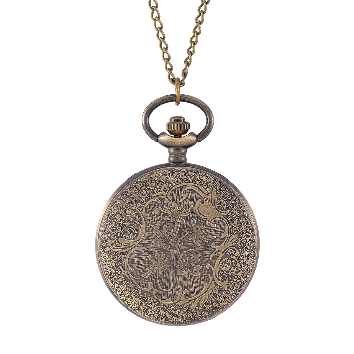 Strada Japanese Movement Eagle Head with USA Flag Pattern Pocket Watch with Chain (36 Inches) and American Flag Pattern Kinono image number 7