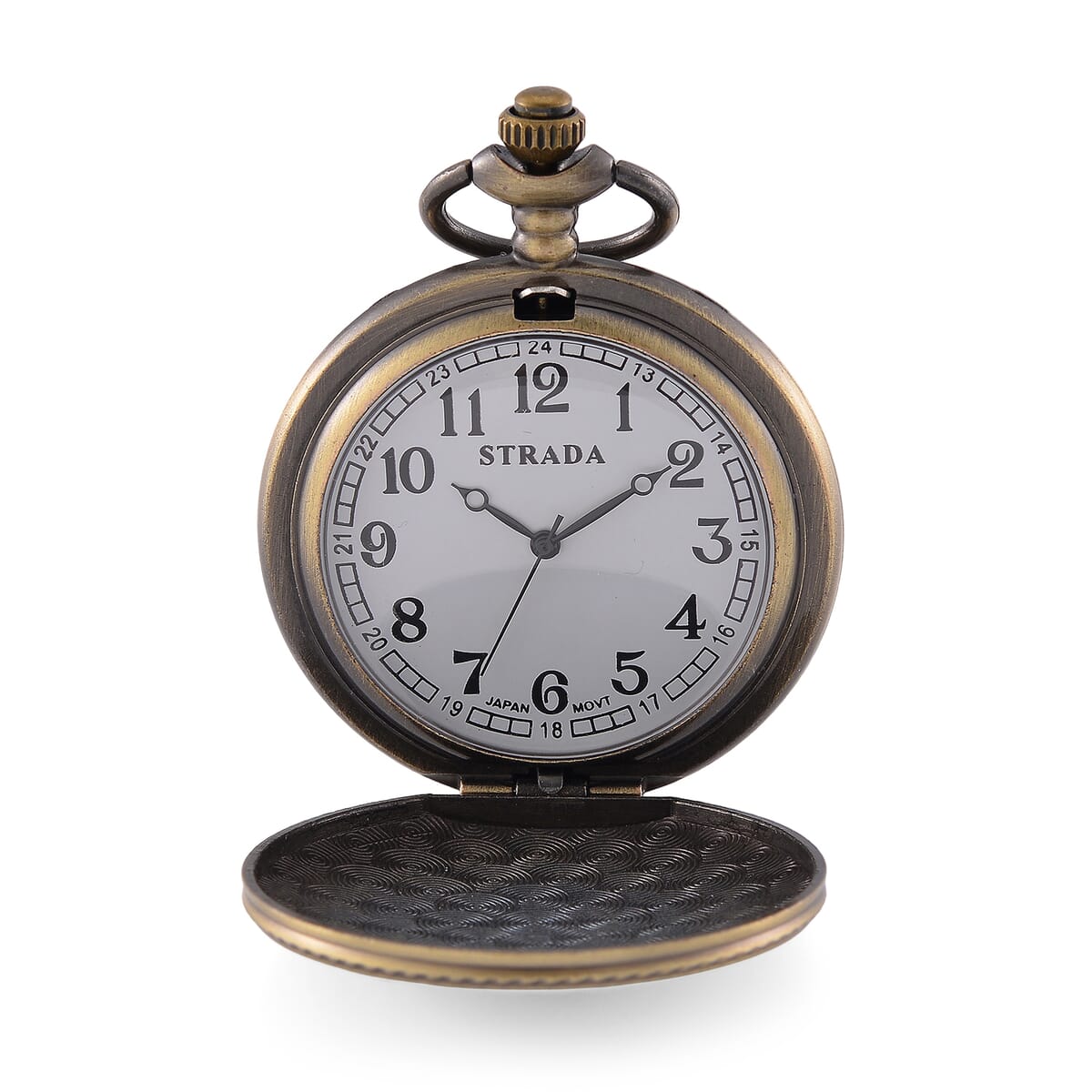 Strada Japanese Movement Eagle Head with USA Flag Pattern Pocket Watch with Chain (36 Inches) and American Flag Pattern Kinono image number 8
