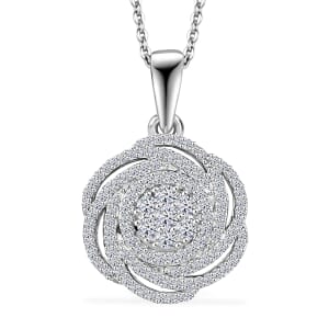 Luxuriant Lab Grown Diamond G-H SI 1.00 ctw Spiral Pendant Necklace in Rhodium Over Sterling Silver 20 Inches
