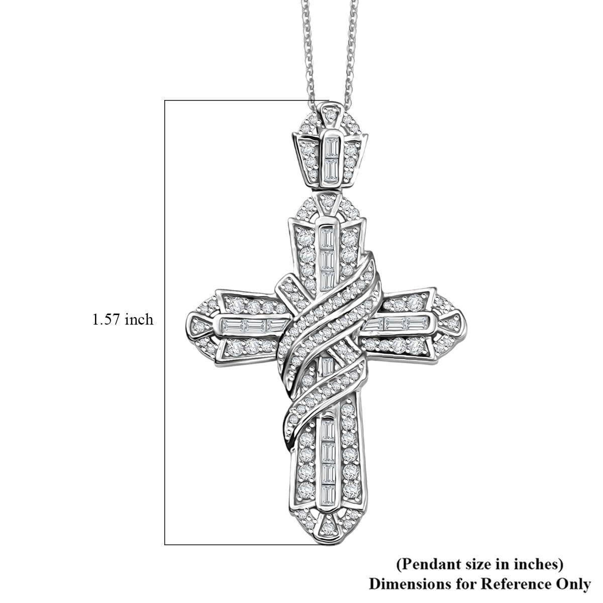 Diamond 1.00 ctw Eternal Cross Pendant Necklace in Rhodium Over Sterling Silver 20 Inches image number 6