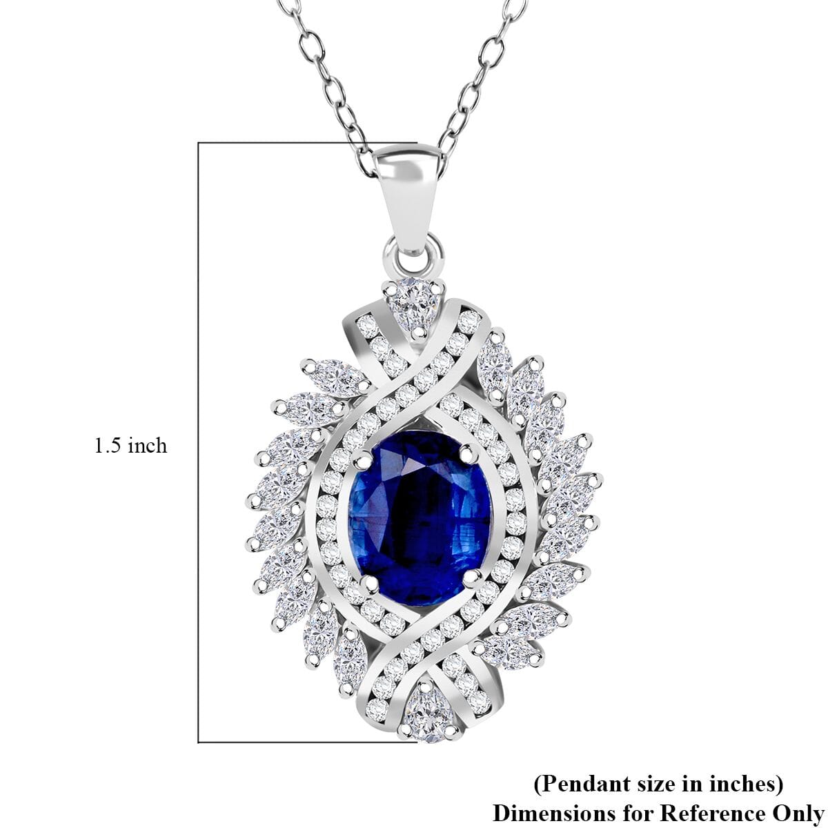 Kashmir Kyanite and White Zircon 7.75 ctw Pendant Necklace in Rhodium Over Sterling Silver 20 Inches image number 5