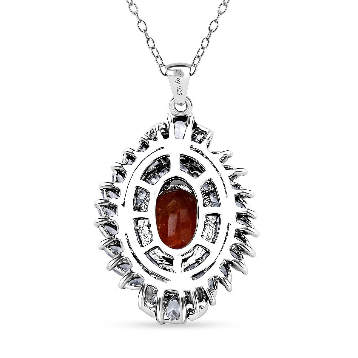 D'Joy Tangerine Kyanite and White Zircon 7.75 ctw Twilight Crest Pendant Necklace in Rhodium Over Sterling Silver 20 Inches image number 4