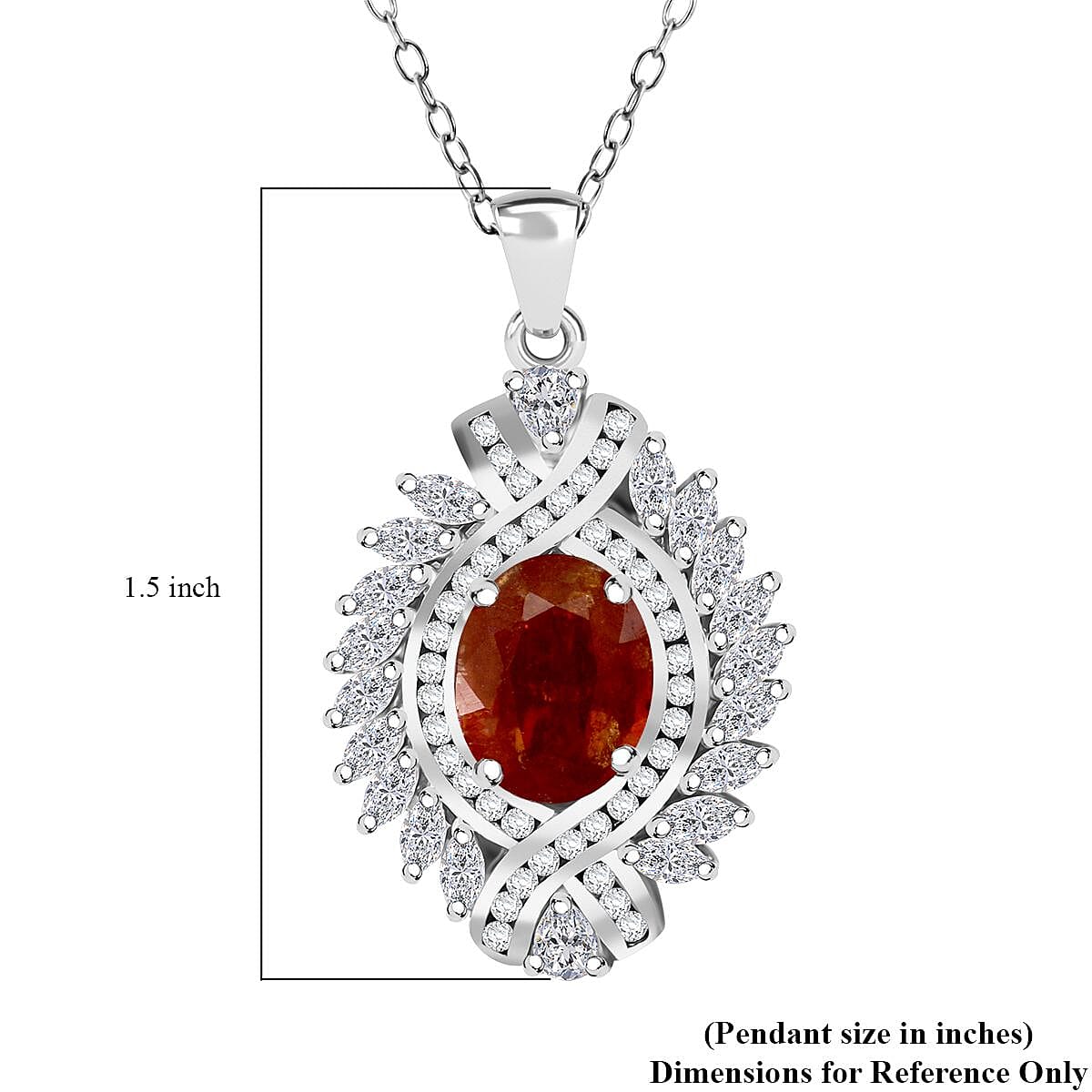 D'Joy Tangerine Kyanite and White Zircon 7.75 ctw Twilight Crest Pendant Necklace in Rhodium Over Sterling Silver 20 Inches image number 5