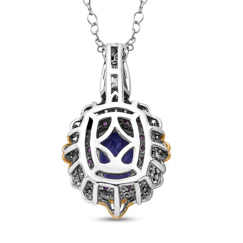 D'Joy Tanzanite and Multi Gemstone 2.20 ctw Celestial Harmony Pendant Necklace in Vermeil YG and Rhodium Over Sterling Silver 20 Inches