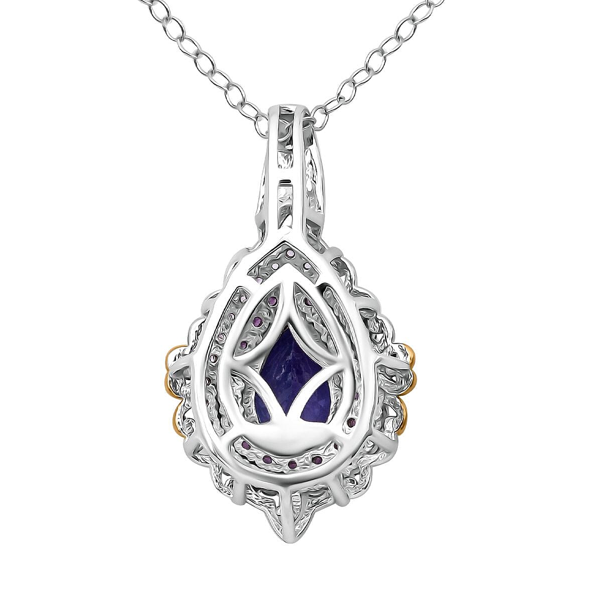D'Joy Tanzanite and Multi Gemstone 1.90 ctw Celestial Harmony Pendant Necklace in Vermeil YG and Rhodium Over Sterling Silver 20 Inches image number 4