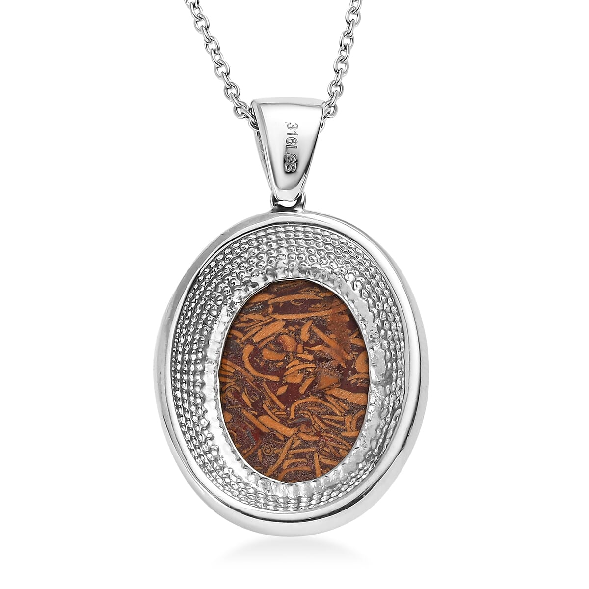 Script Stone 17.40 ctw Pendant Necklace in Stainless Steel 20 Inches image number 4