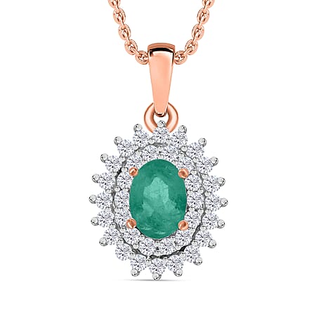 Kagem Zambian Emerald / Rose Gold Over Sterling Silver - Product card gallery slide 1 (10176666894649)