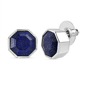 Lapis Lazuli Ring (Size 8.0), 26.60 ctw Earrings and Pendant without Chain in Stainless Steel