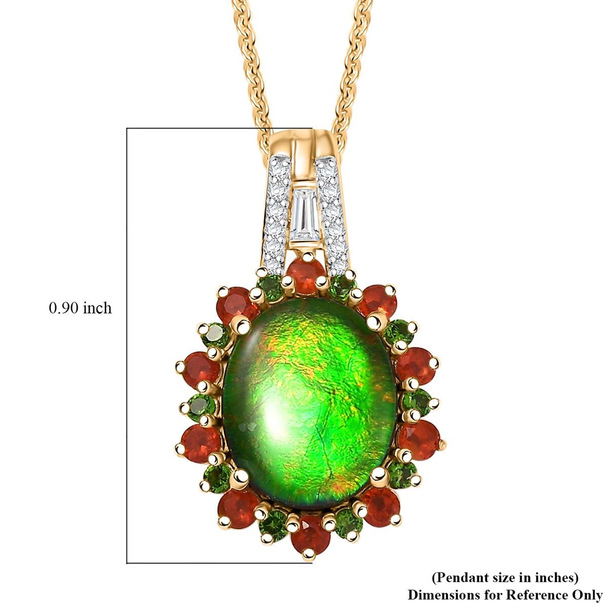 Premium Ammolite and Multi Gemstone 3.20 ctw Floral Pendant Necklace in 18K Vermeil Yellow Gold Over Sterling Silver 20 Inches  image number 6