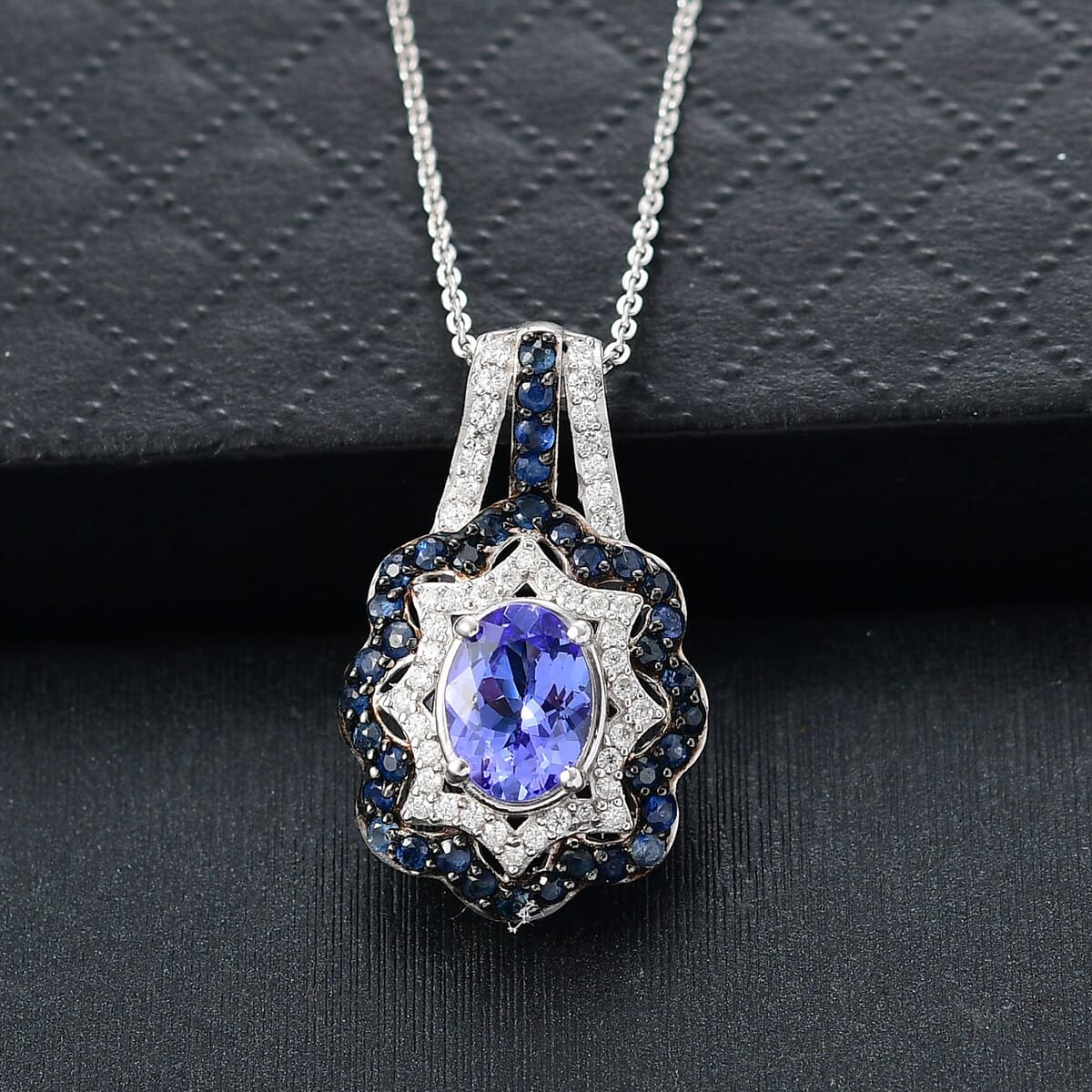 D'Joy Tanzanite and Multi Gemstone 2.60 ctw Pendant Necklace in Rhodium Over Sterling Silver 20 Inches image number 1