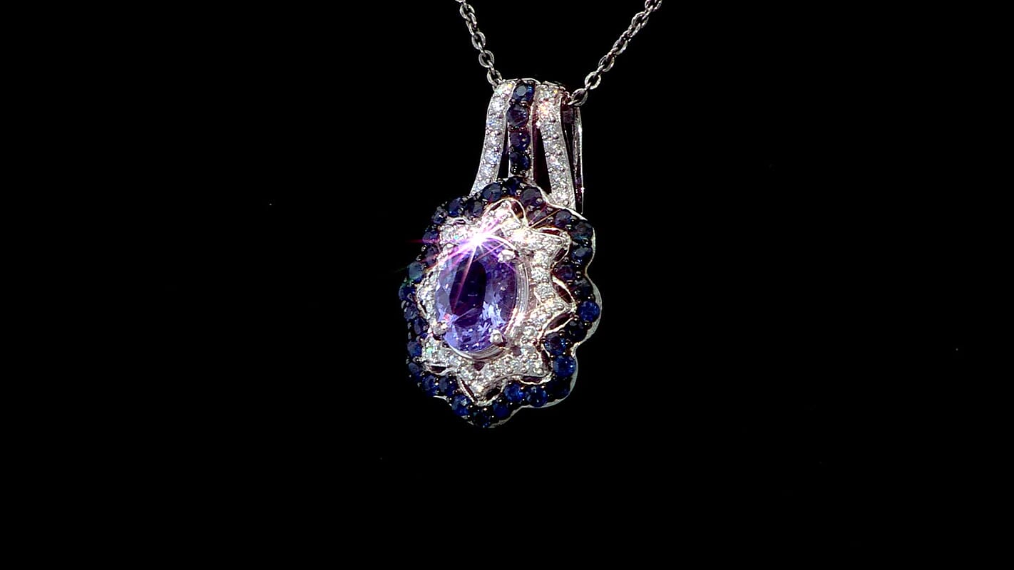 D'Joy Tanzanite and Multi Gemstone 2.60 ctw Pendant Necklace in Rhodium Over Sterling Silver 20 Inches