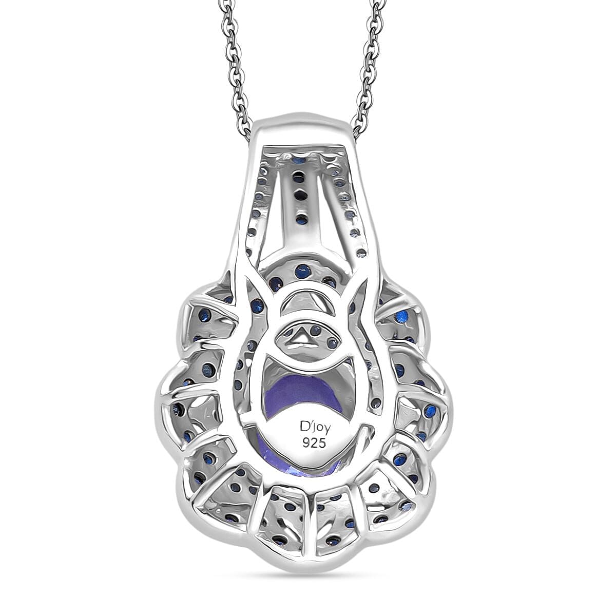 D'Joy Tanzanite and Multi Gemstone 2.60 ctw Pendant Necklace in Rhodium Over Sterling Silver 20 Inches