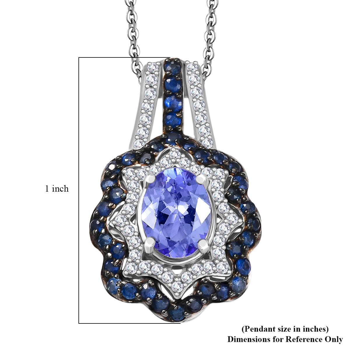 D'Joy Tanzanite and Multi Gemstone 2.60 ctw Pendant Necklace in Rhodium Over Sterling Silver 20 Inches image number 6