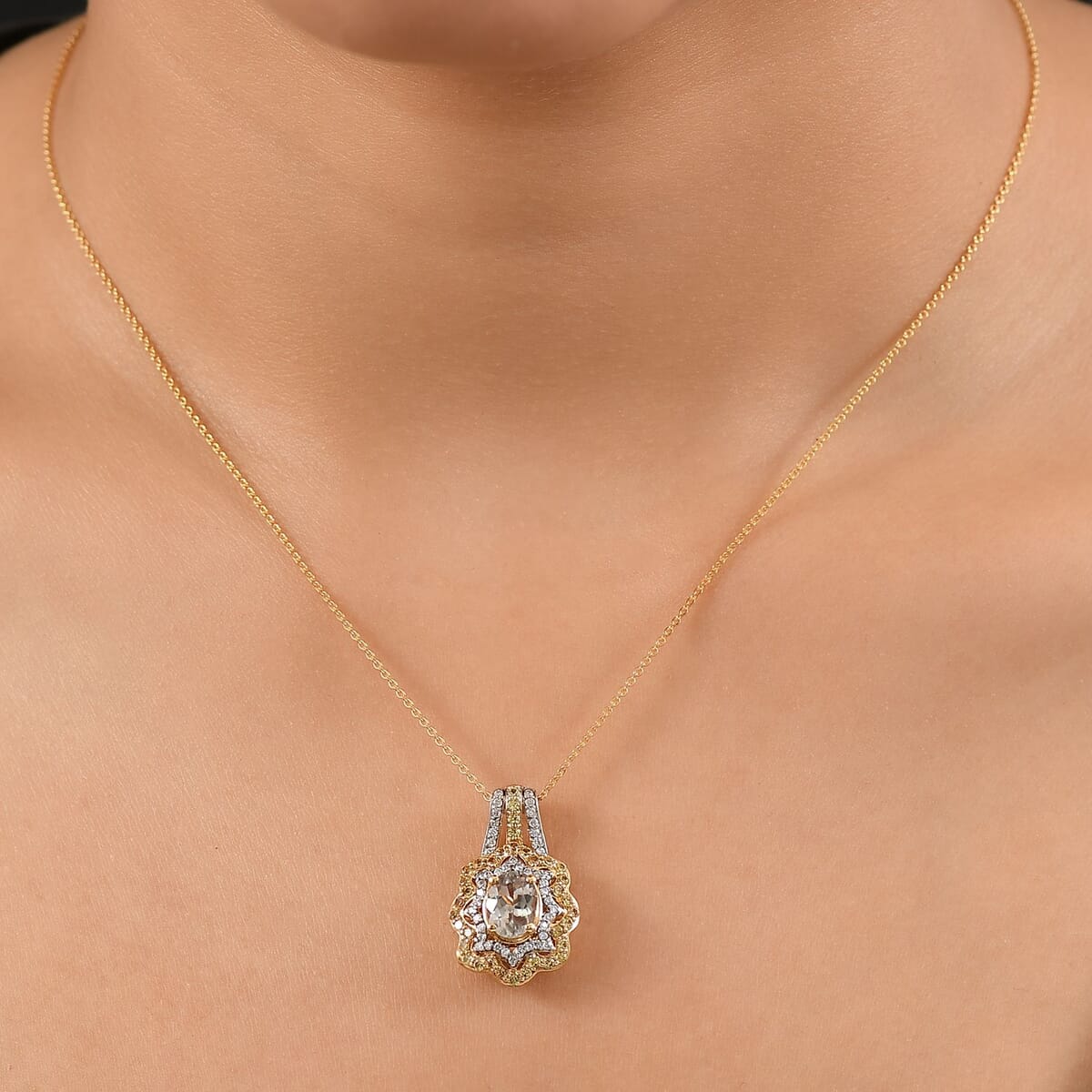 D'Joy Turkizite and Multi Gemstone 2.85 ctw Pendant Necklace in 18K Vermeil Yellow Gold Over Sterling Silver 20 Inches image number 2
